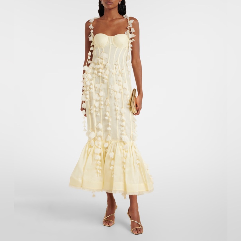 ZIMMERMANN Dawning Linen and Silk Midi Dress